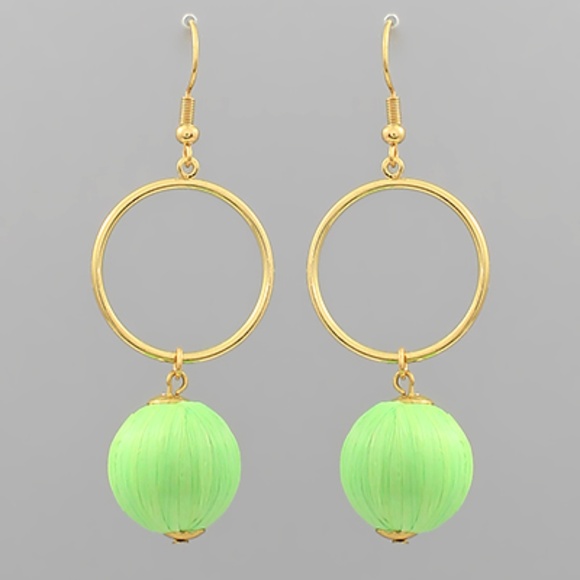 Wrapped Raffia Ball Link Earrings